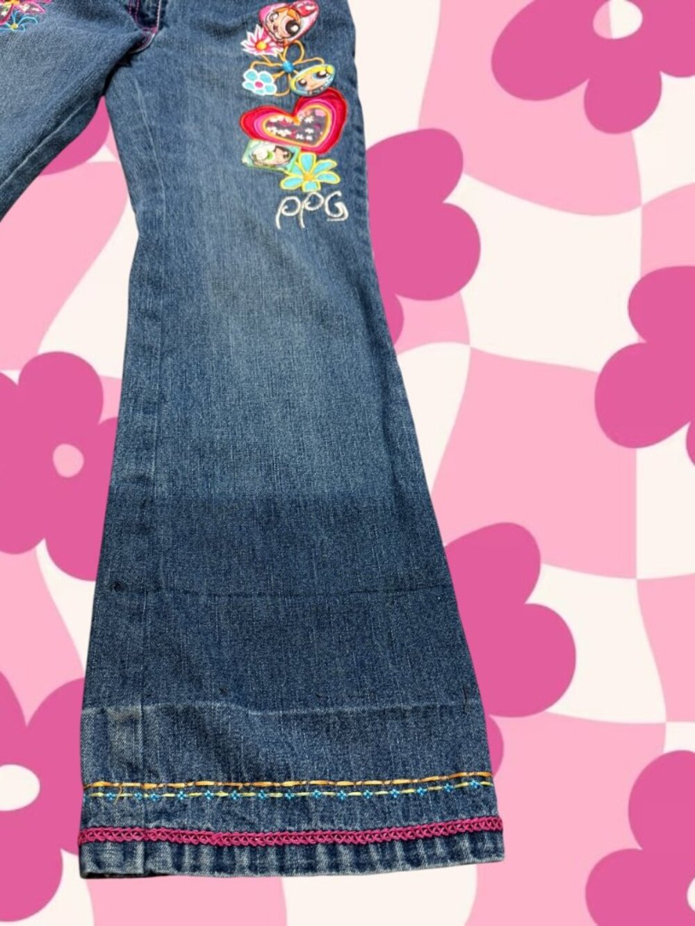 Vintage 2006 Powerpuff Girls Matching Set Girls 10 Jeans 8 Top Y2K Rare Grail - Picture 12 of 16
